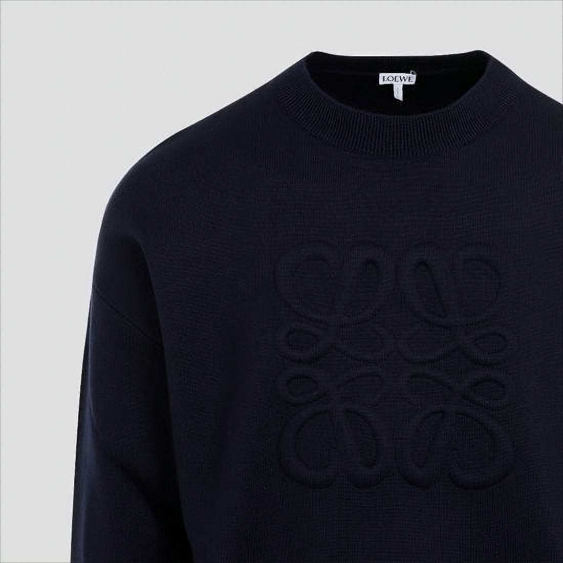 Crew Neck Blue Wool Blend Sweater