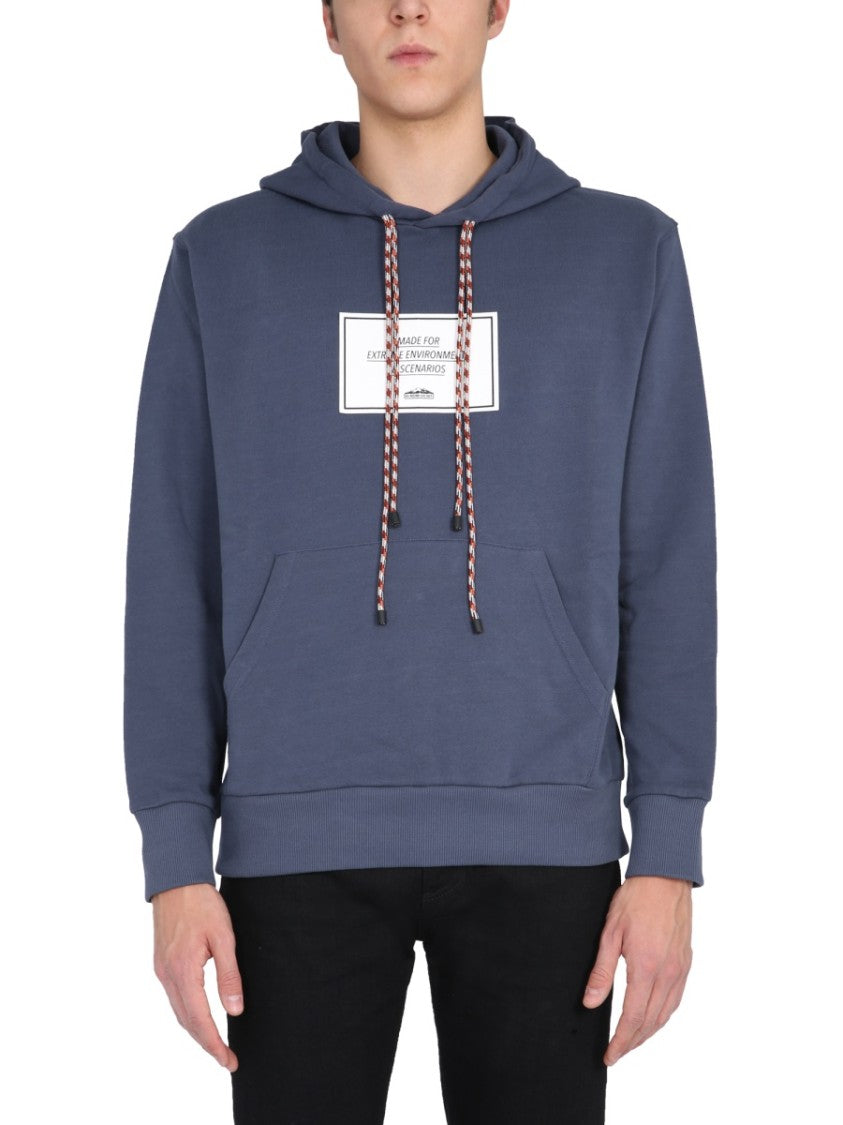 Muted Blue Hoodie With Multicolored Drawstrings