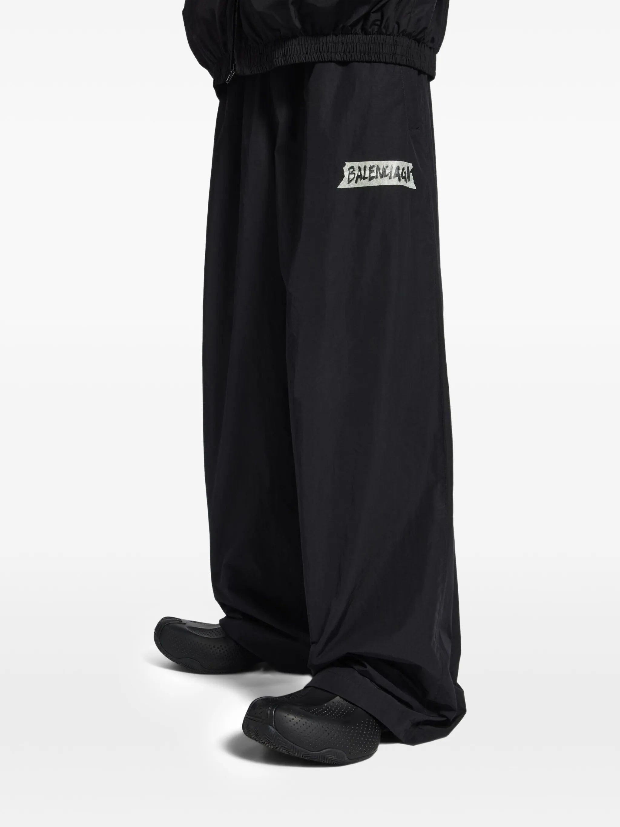 Black Tracksuit Loose Wide-Leg Pants