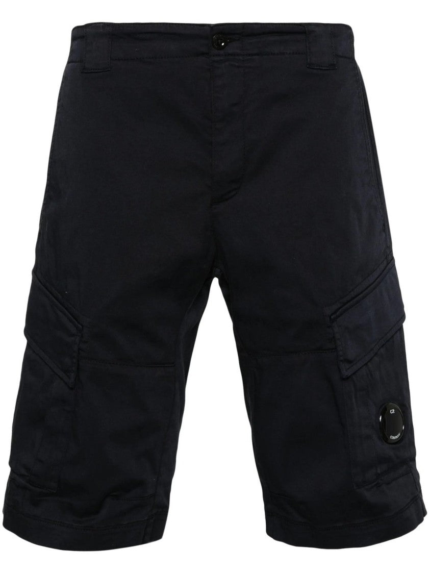 Structured Black Shorts with Multi-Pocket Design