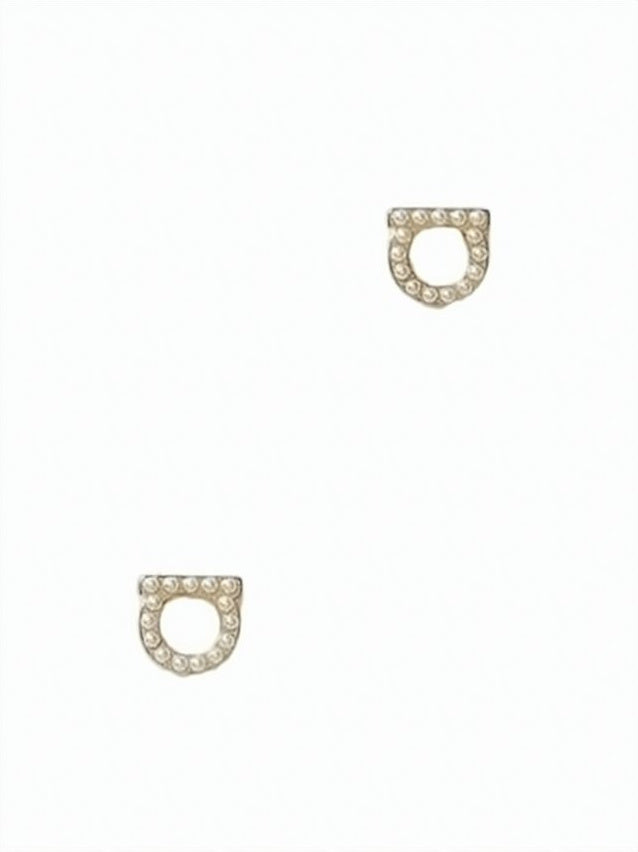 Circular Gold-Tone Earrings with Shimmering Pearl Accents
