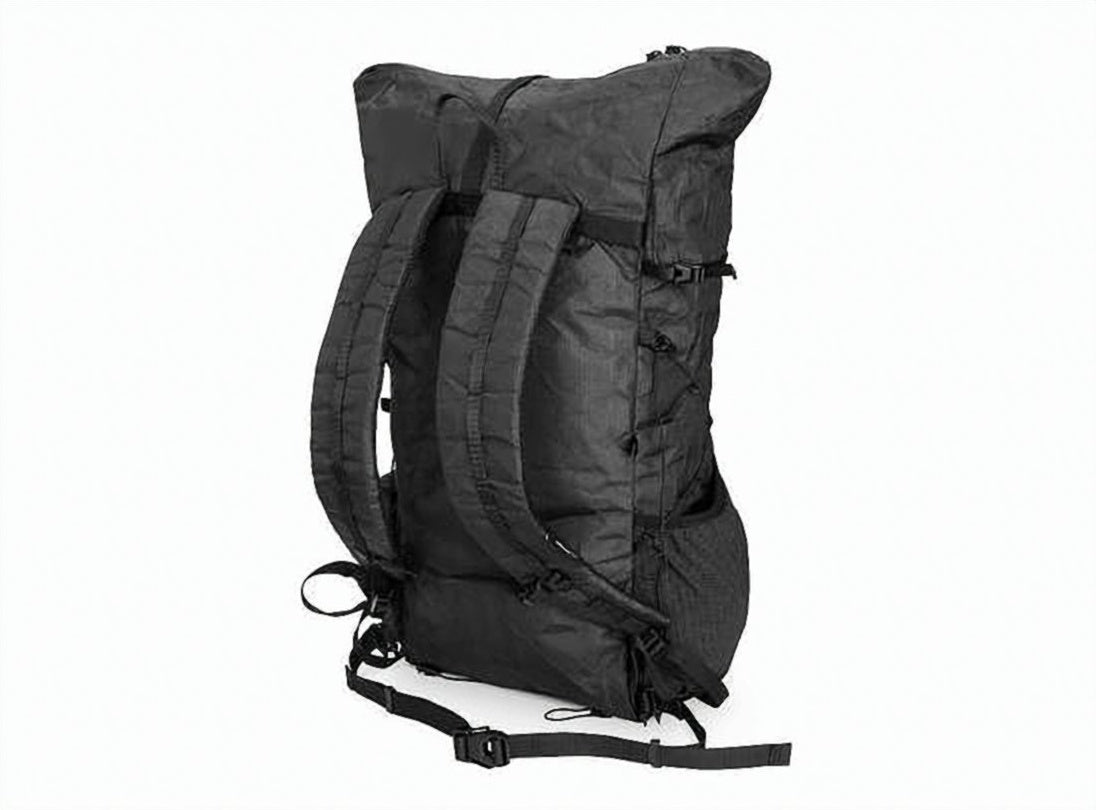 Matte Black Roll-Top Backpack with Bungee System