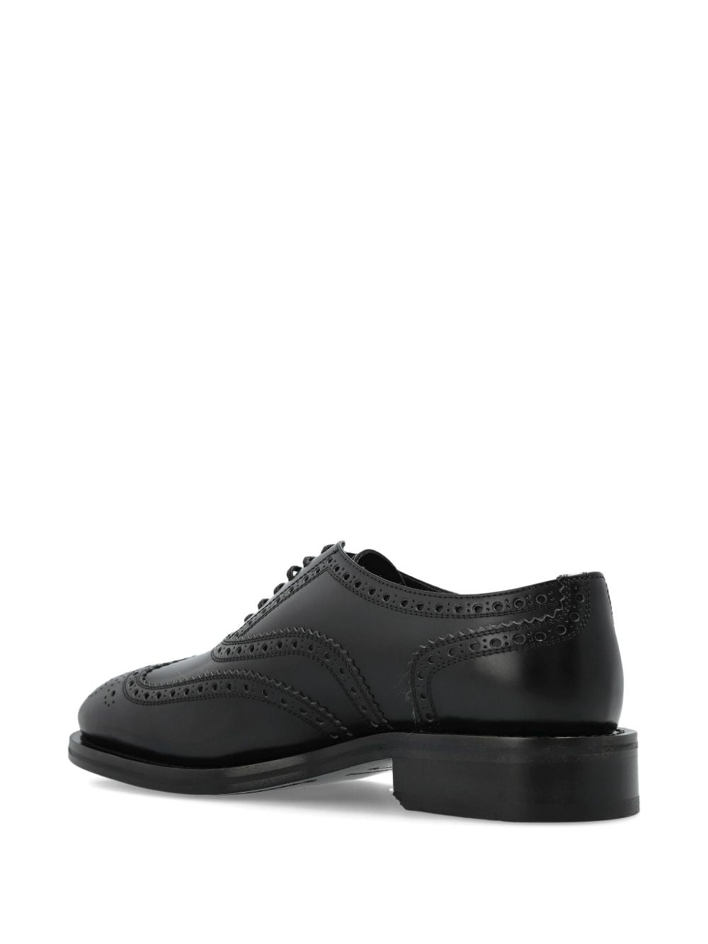 Wingtip Lace-Up Black Leather Shoes