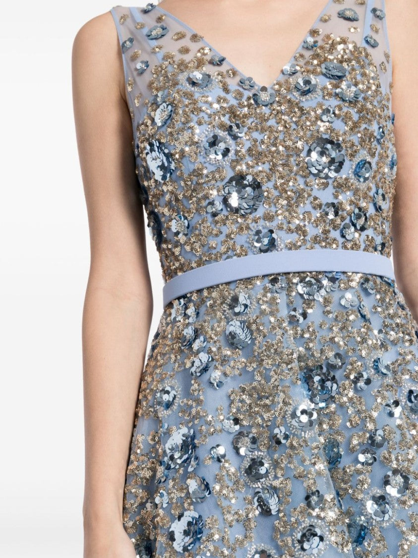 Tulle, Ankle Length Dress With Dotted Beading