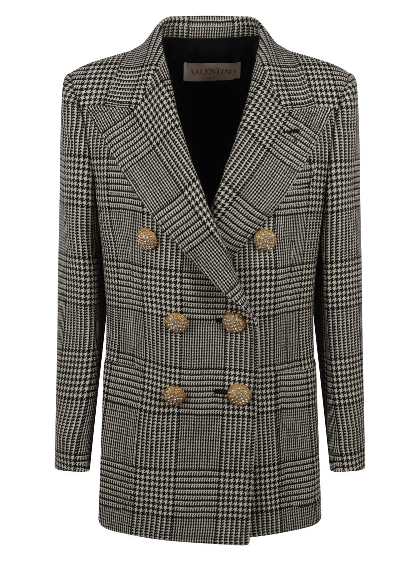 Double-Breasted Check Pattern Jacket