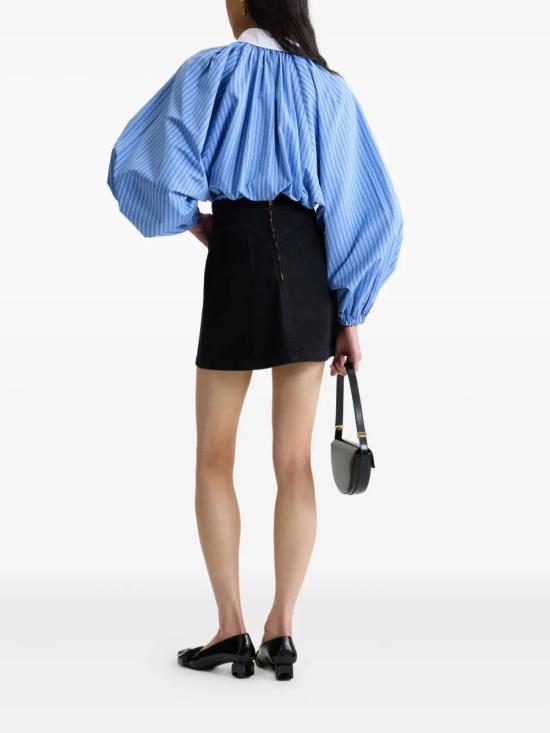 A-Line Black Midi Skirt with Gold-Tone Clasp