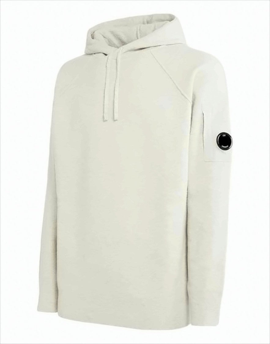 Minimalist Off-White Melange Hoodie With Unique Details
