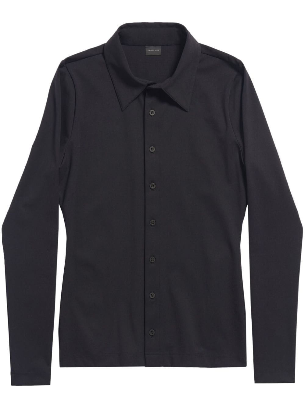 Black Stretch-Jersey Shirt With Classic Collar