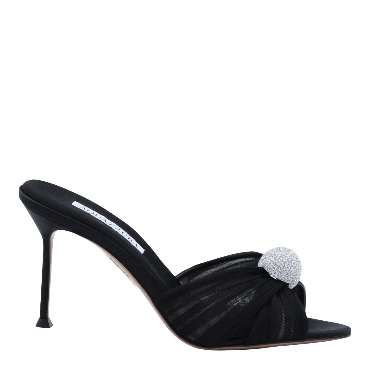 High-Heeled Sandals with Pleated Knot