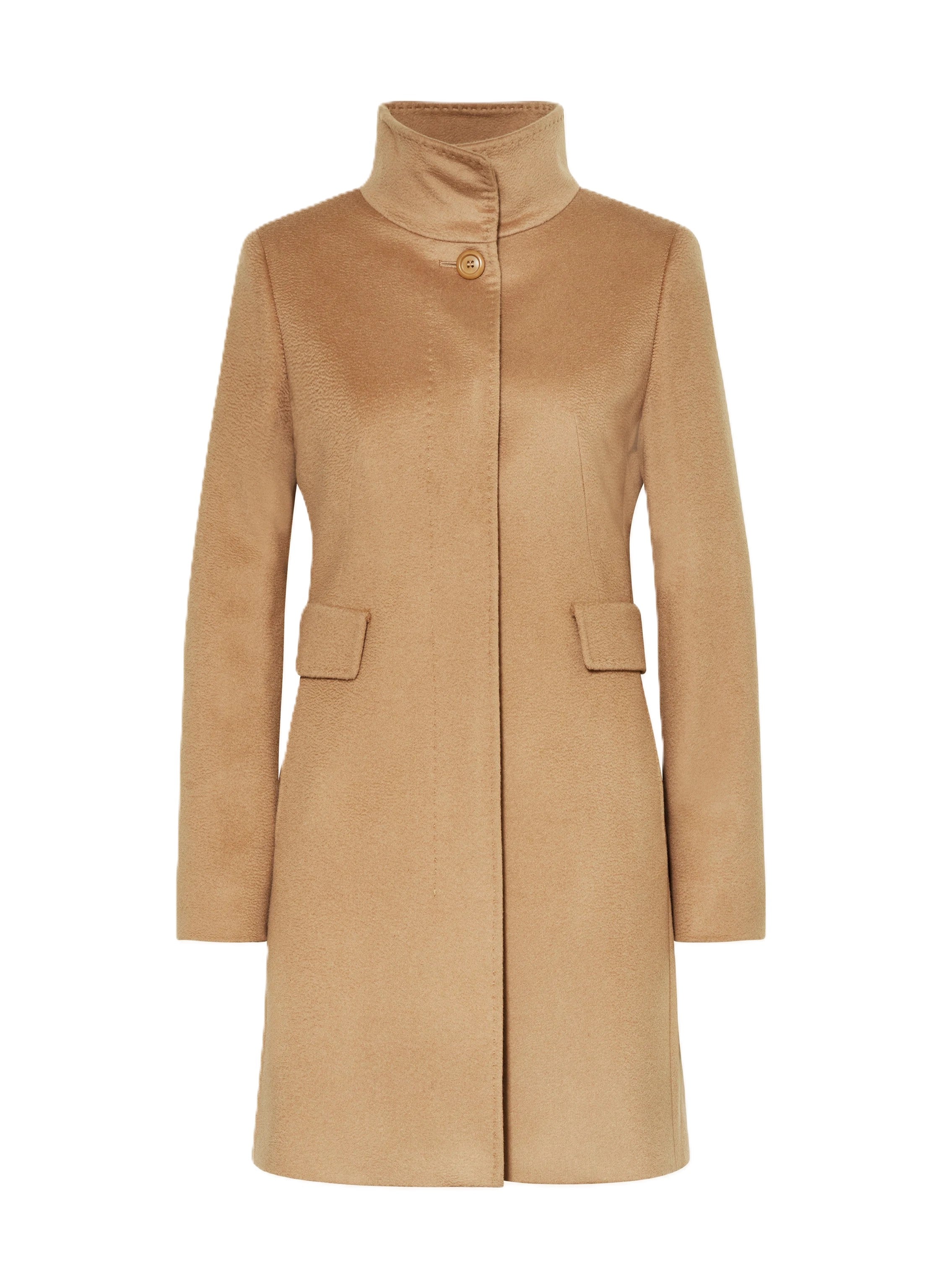 Classic Tailored Virgin Wool Camel Coat