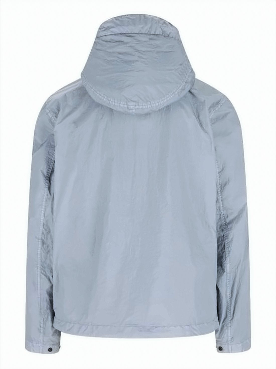 Crinkled Nylon Hooded Jacket with Adjustable Cuffs