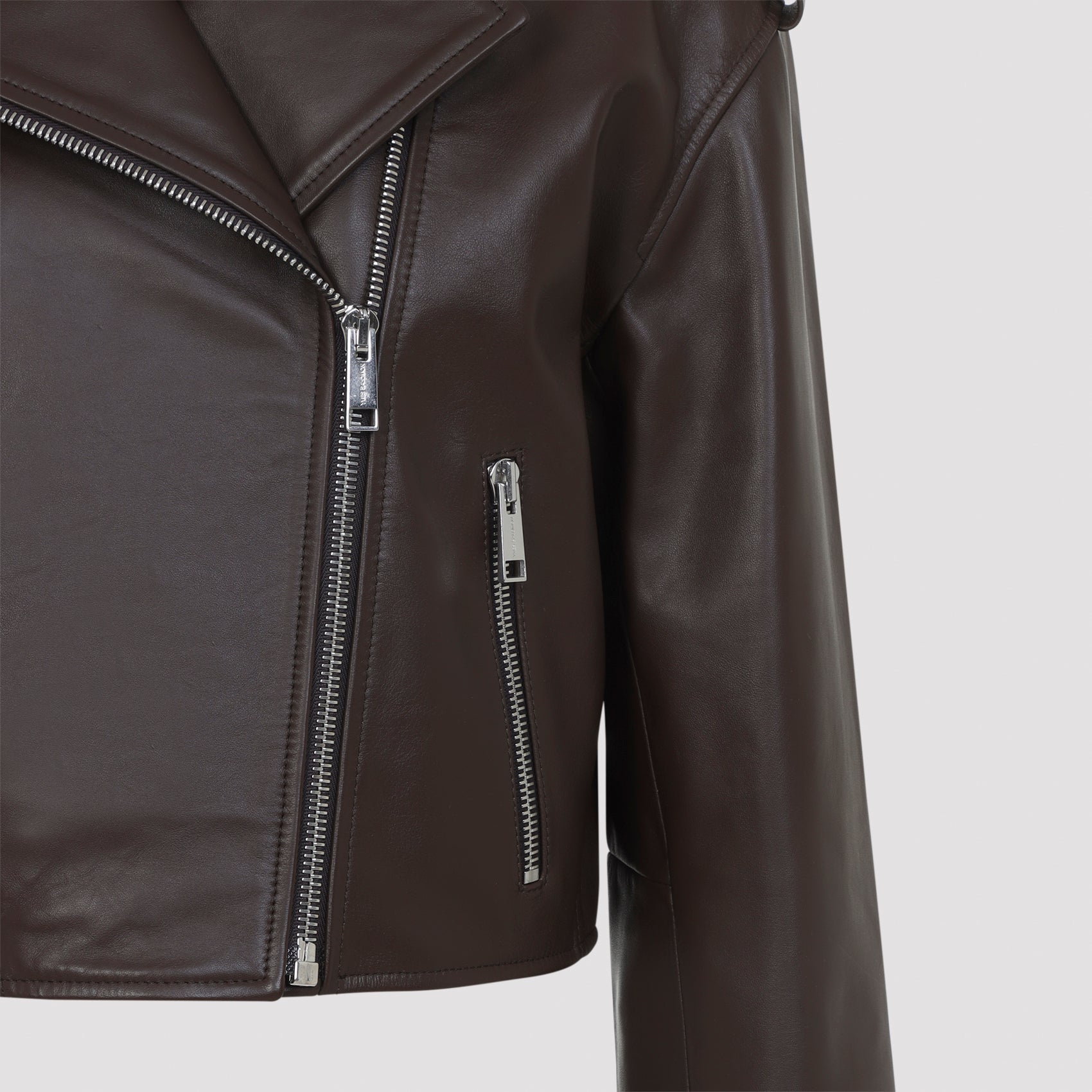 Cropped Dark Brown Lambskin Jacket