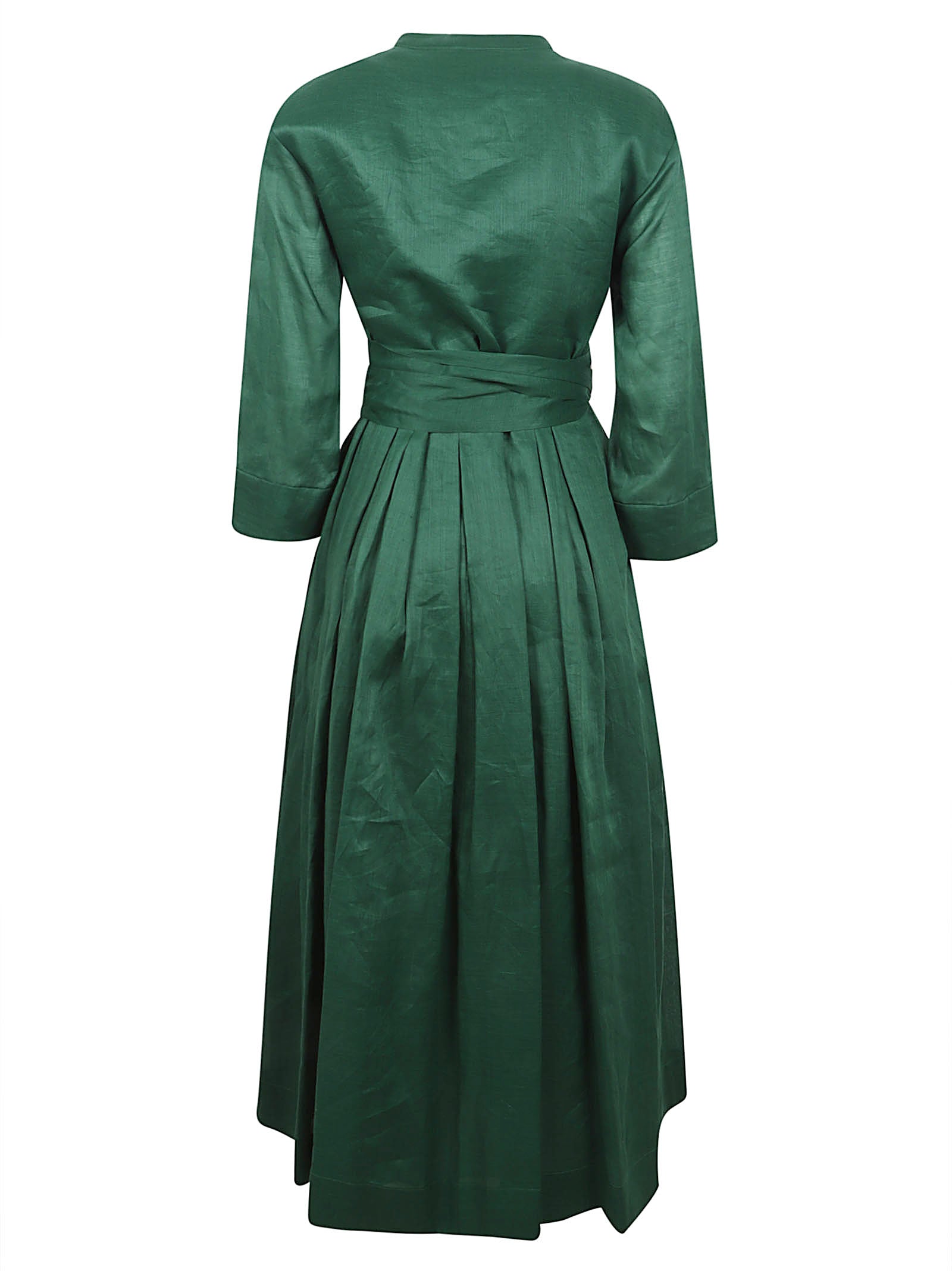 A-line Midi Dress with Bow Detail and V-Neckline