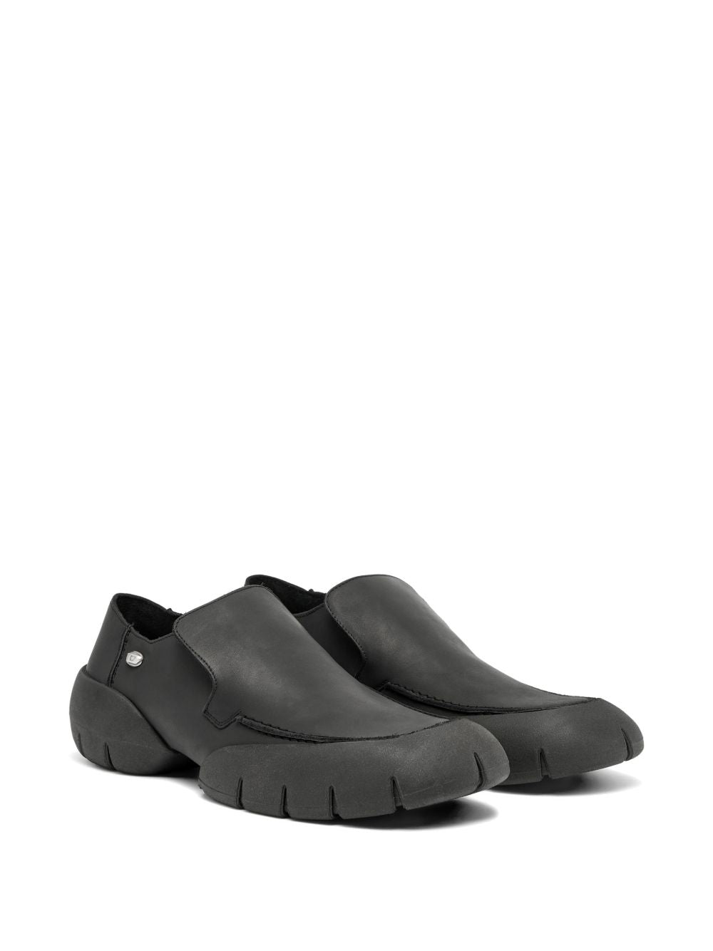 Slip-On Black Flat Shoes With Textured Sole