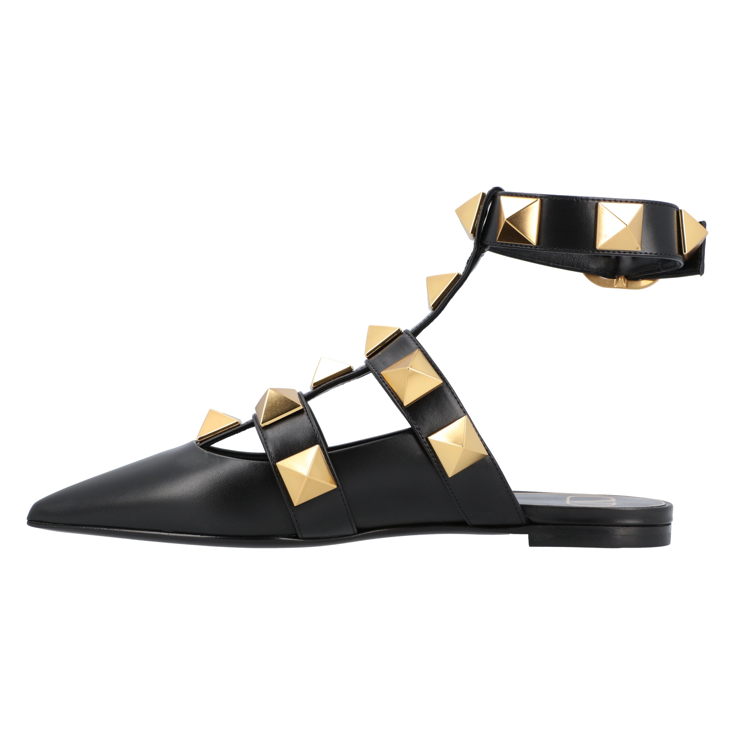Black Ballerinas With Iconic Roman Stud Rivets