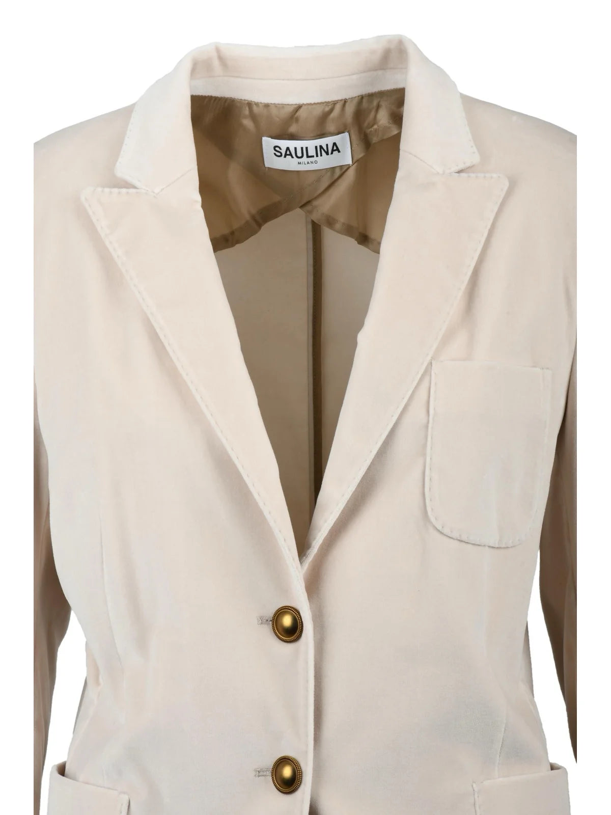 Beige Cotton Viscose Elastane Women's Velvet Jacket