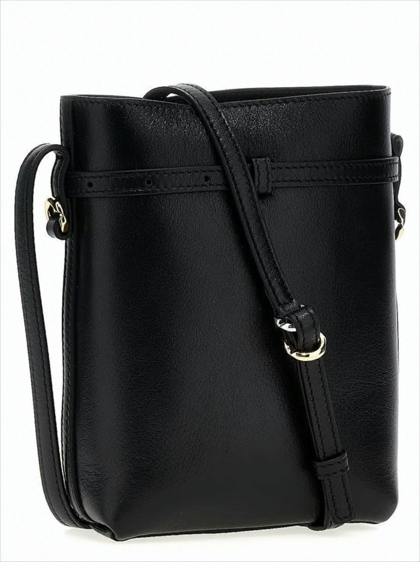 Structured Black Calf Leather Bag with Suede Interior