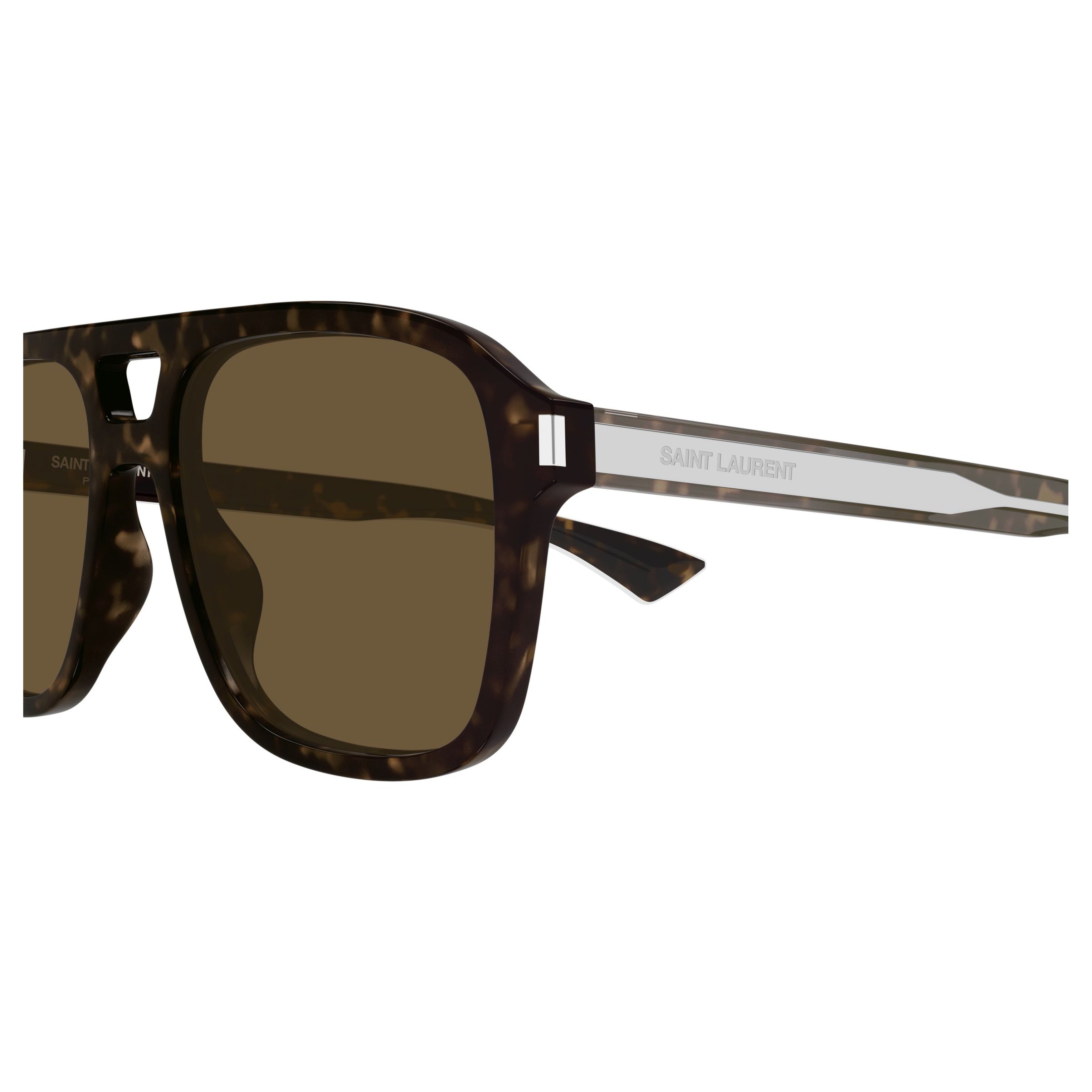 Tortoiseshell Square Frame Sunglasses With Transparent Temples