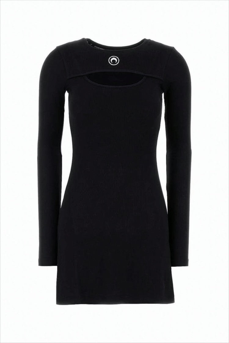 Cut-Out Detail Long-Sleeve Top with Ribbed Texture
