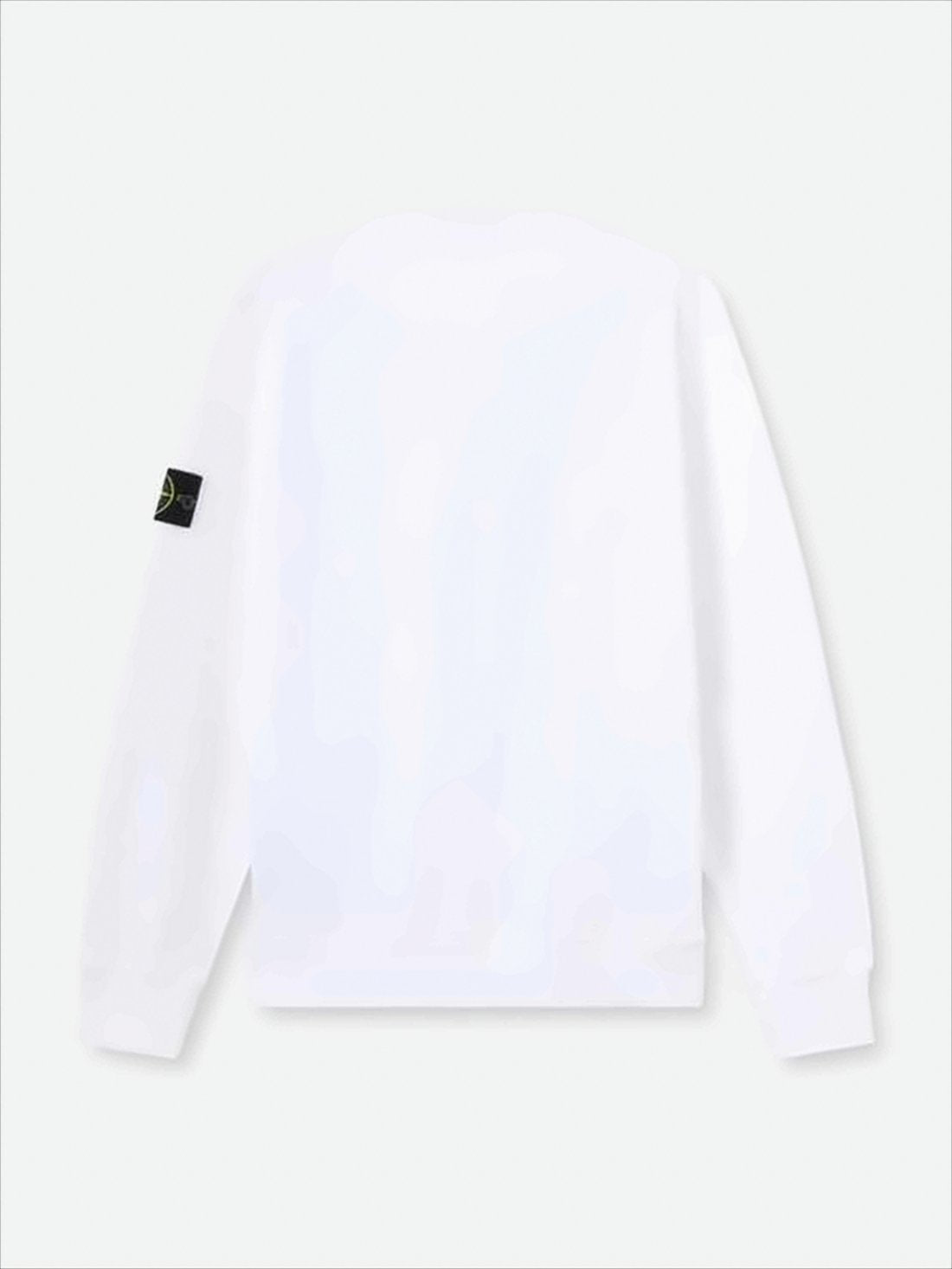 Long-Sleeve White Cotton T-Shirt with Distinctive Patch