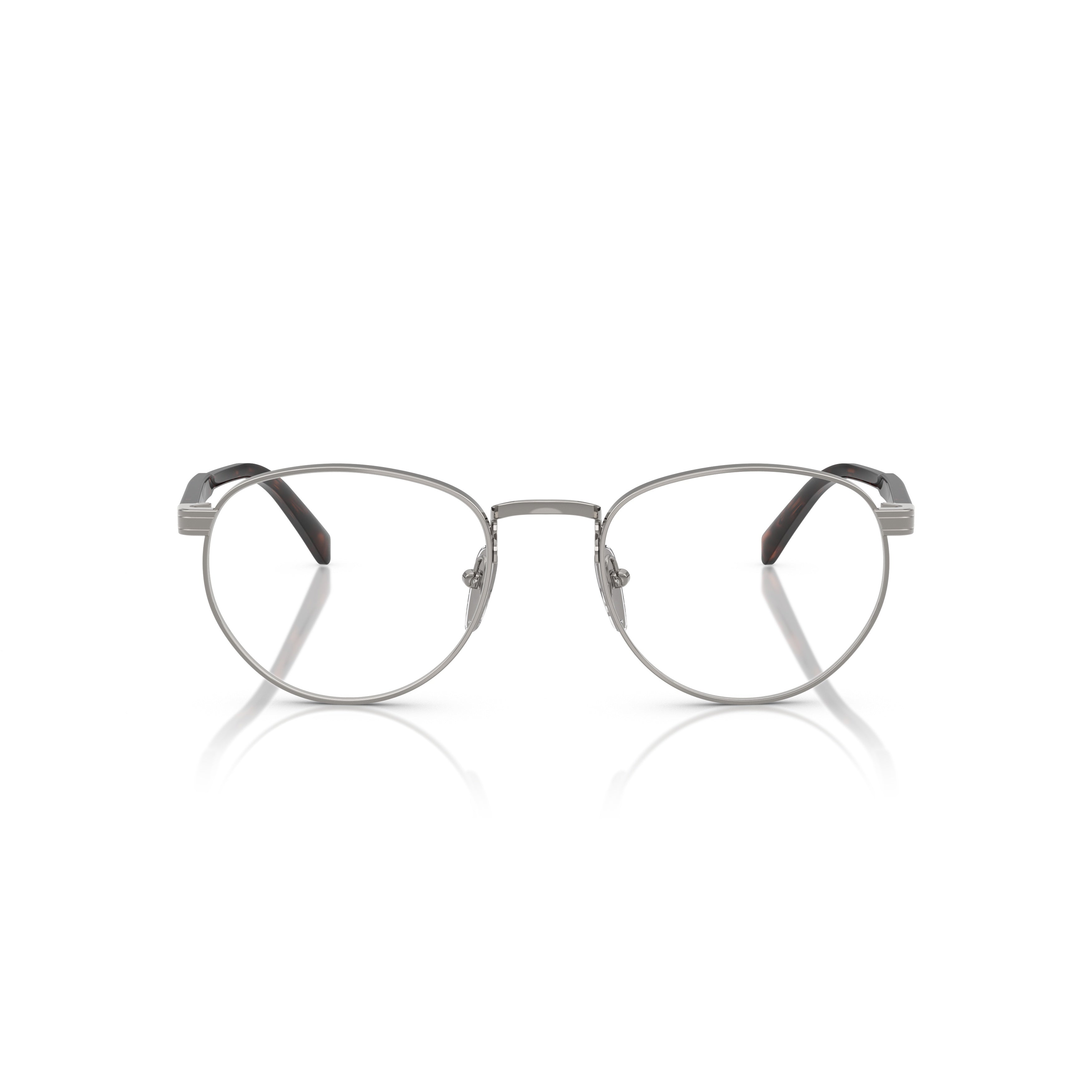 0pr B52v Rounded Lens Silver Frame Eyeglasses