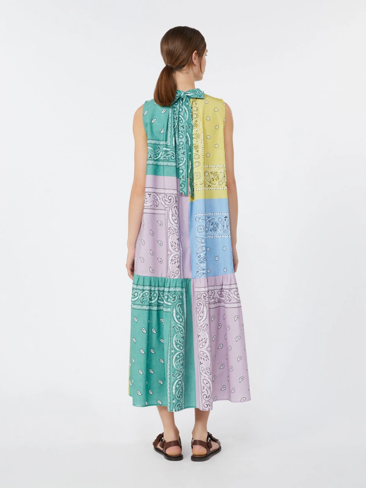 Patchwork Midi Dress with Bandana-Inspired Prints