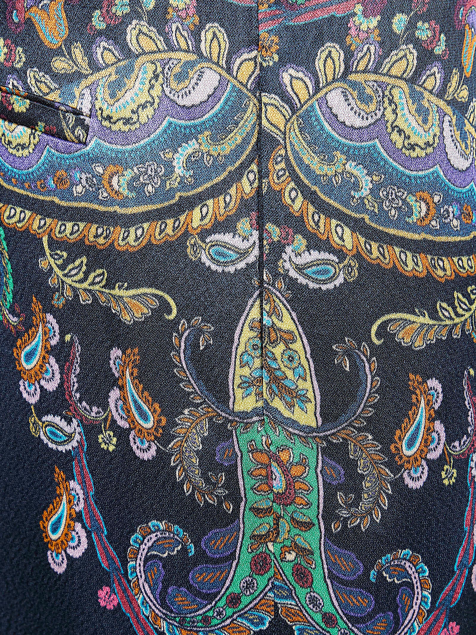High-Waisted Wide Leg Satin Lined Paisley Trousers