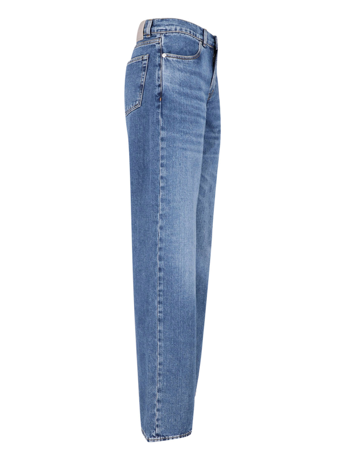 Blue Wide-Leg Faded Denim Jeans