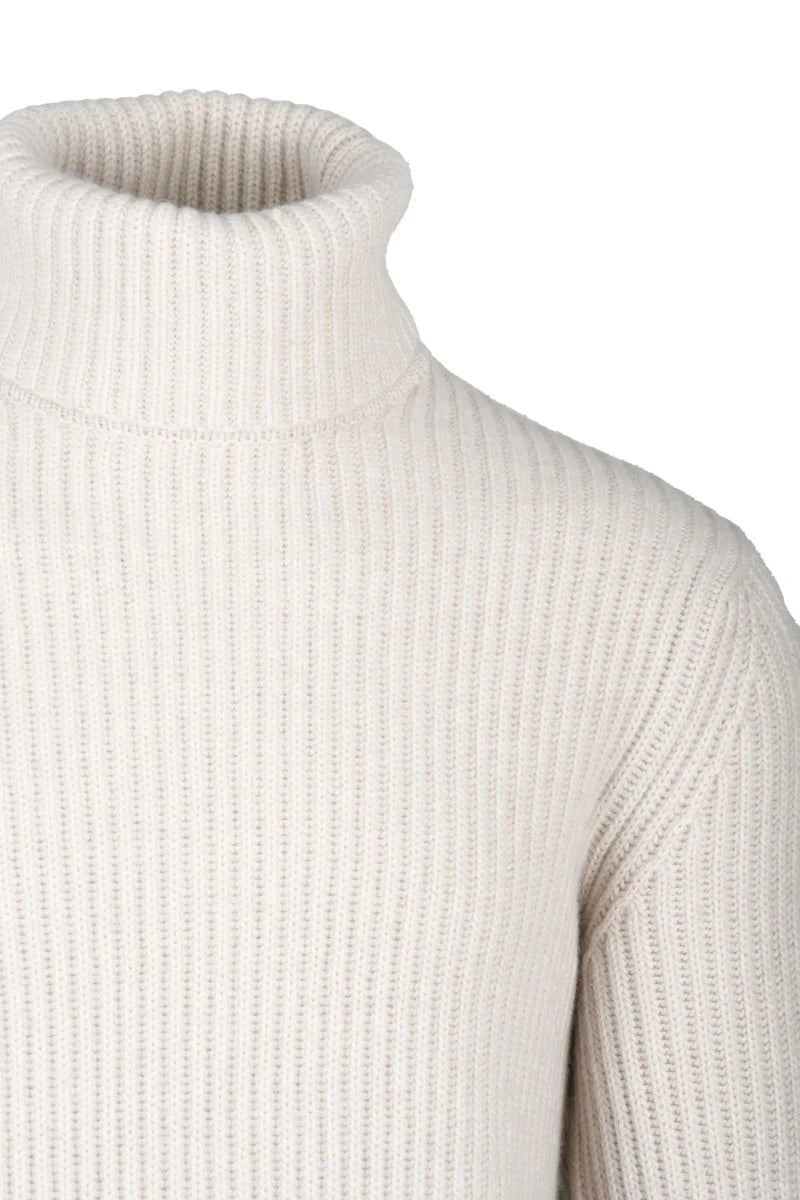 High Neck Cashmere Sweater - White