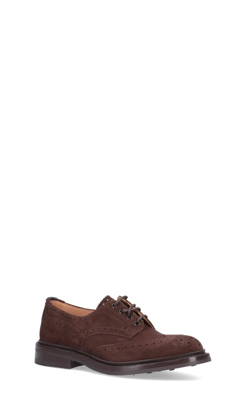 Brogue-Style Suede Flat Shoes With Wingtip Accents