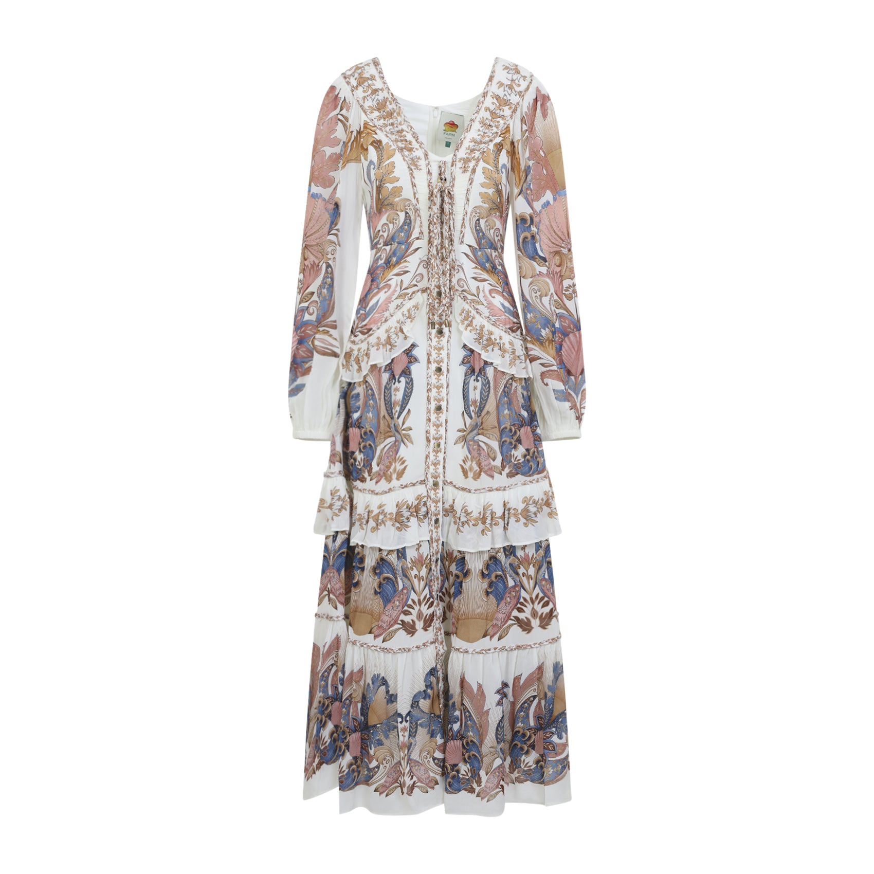 Tiered Maxi Dress With Floral Paisley Pattern