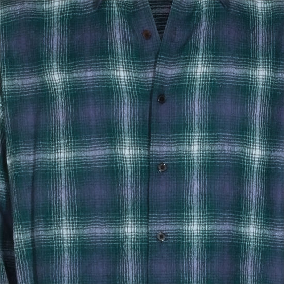 Plaid Long-Sleeve Wool Shirt with Button-Down Front