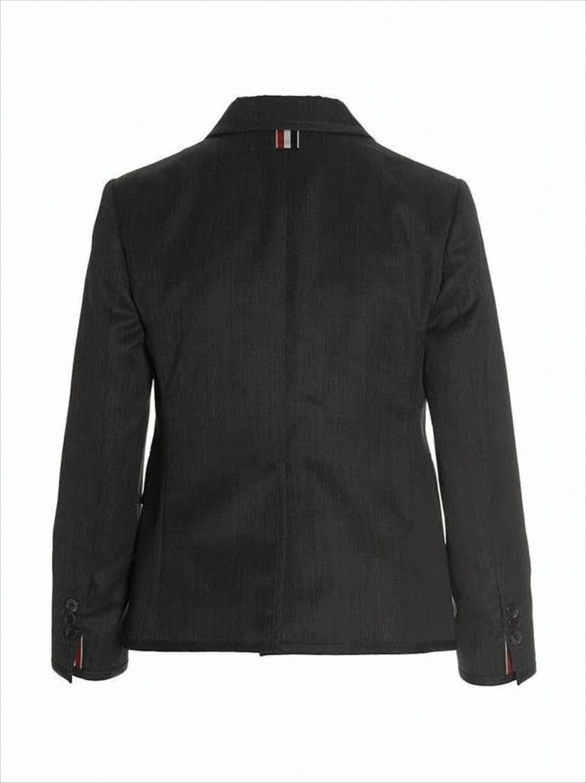 Tailored Grey Wool Jacket with Notched Lapels and Elegant Lining