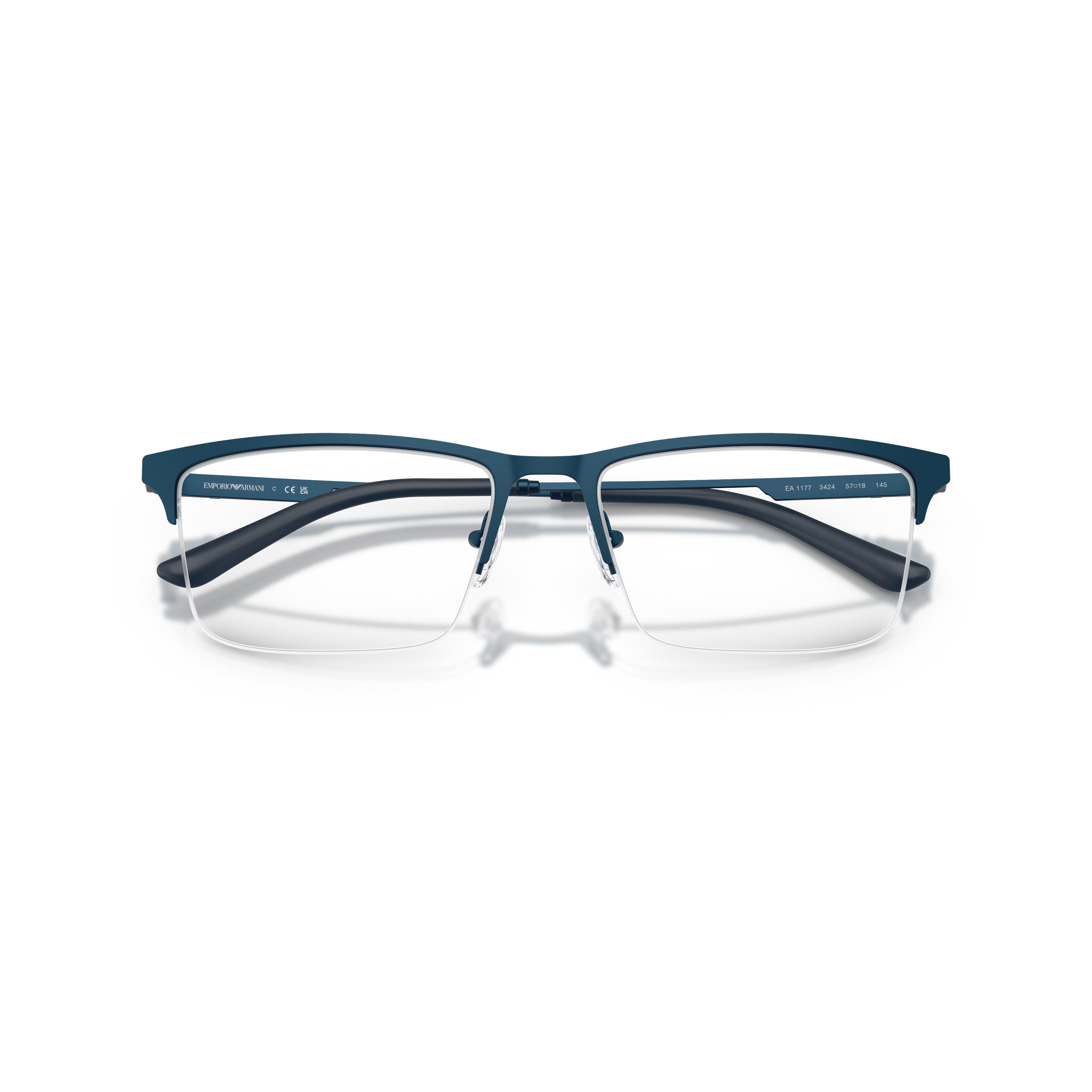 0ea1177 Square Semi-Rimless Eyeglasses with Sleek Blue Accents