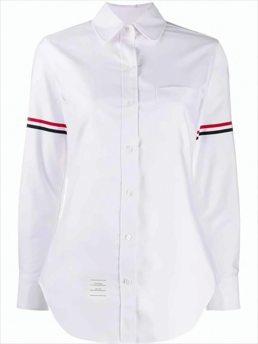 Classic Button-Down Shirt with Striped Arm Bands