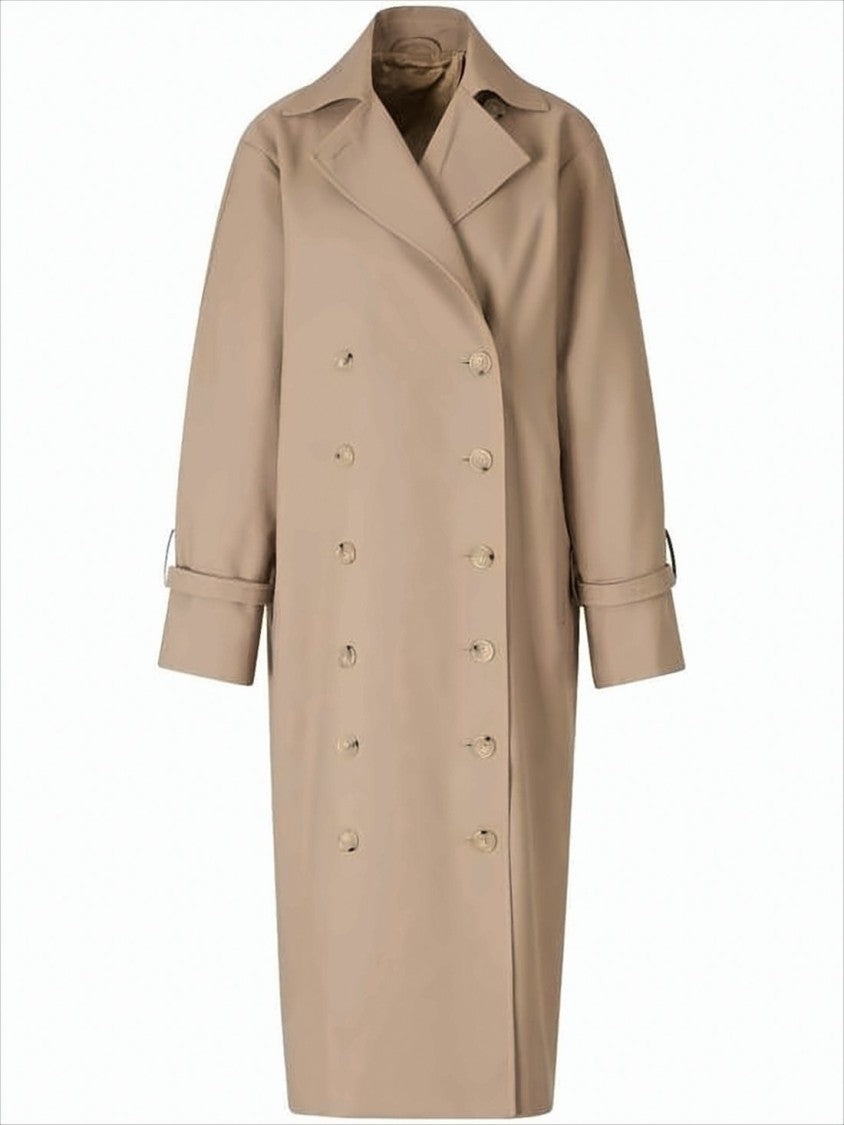 Double-Breasted Beige Coat with Adjustable Cuffs