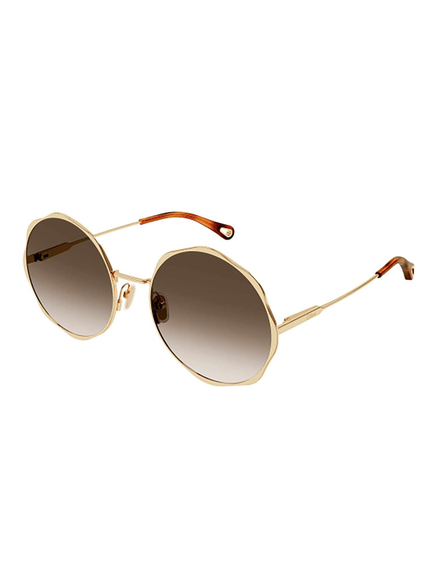 Round Gradient Lens Sunglasses with Wavy Metallic Frame