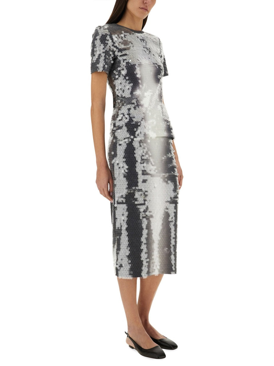 Gradient Sequined Midi Skirt With Fitted Silhouette