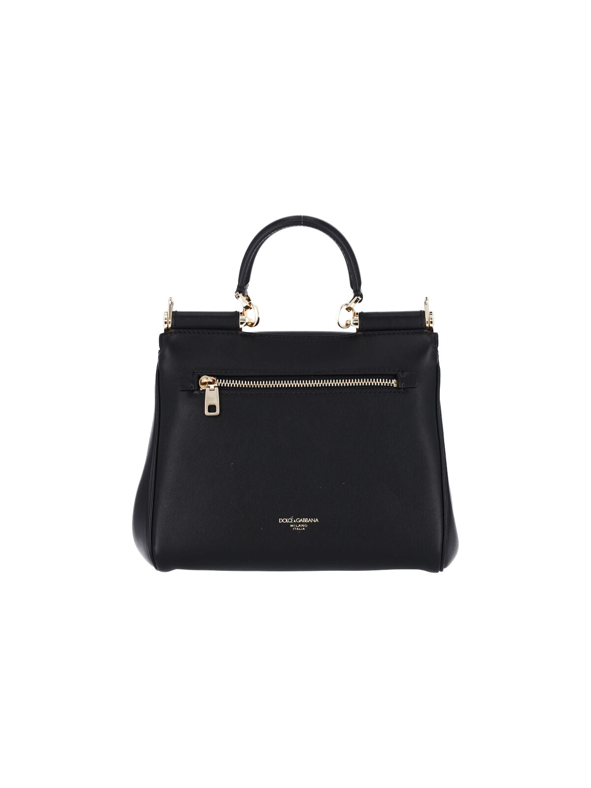 Structured Handbag with Gold-Tone Lock Charm and Adjustable Strap