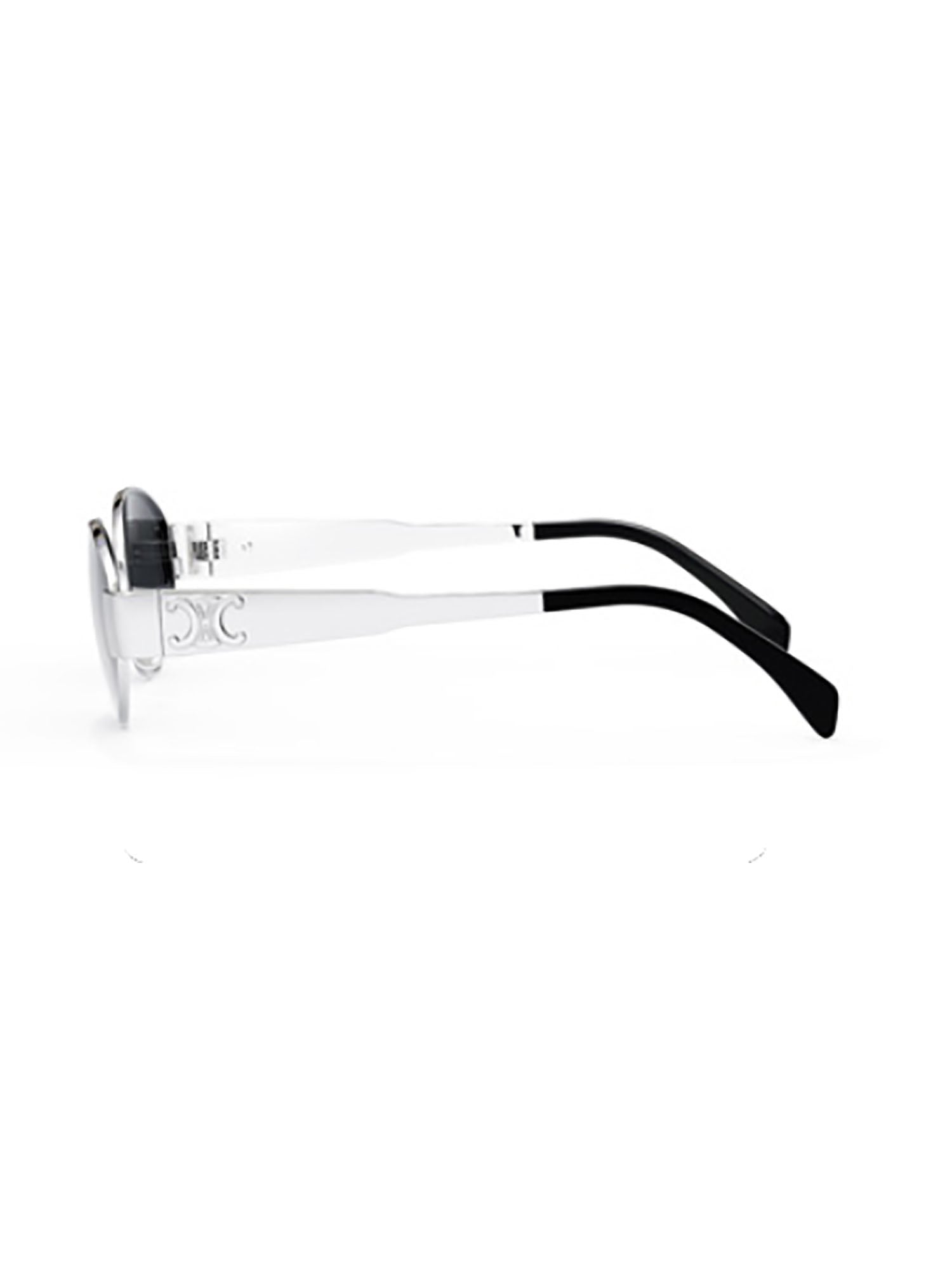 Oval-Frame Sunglasses with Polished Metallic Finish