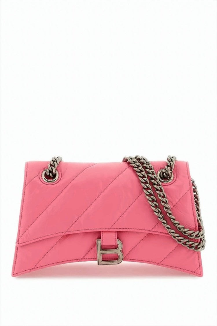 Quilted Pink Balenciaga Shoulder Bag with Metallic Emblem