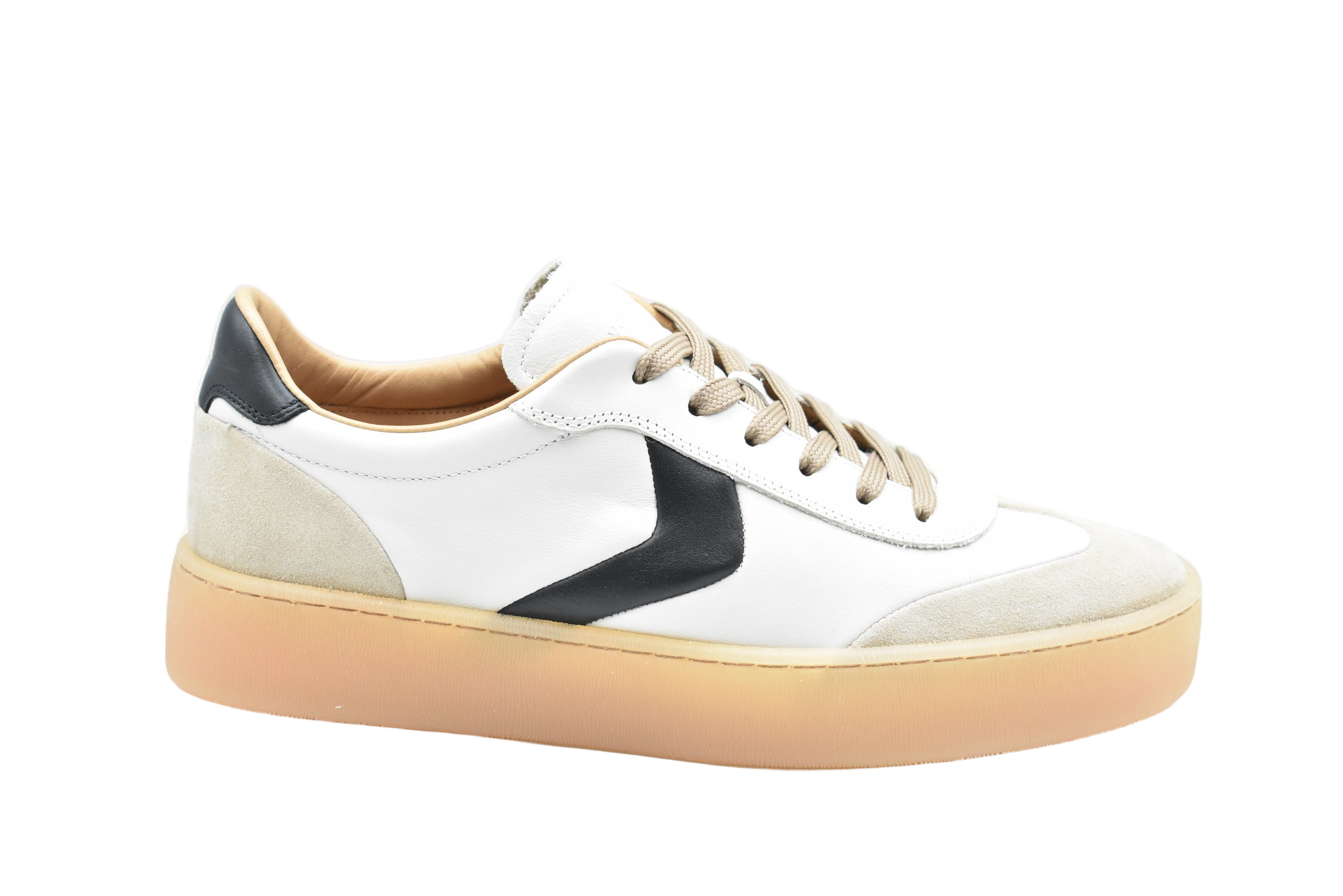 Milk-Beige Suede And Leather Sneakers