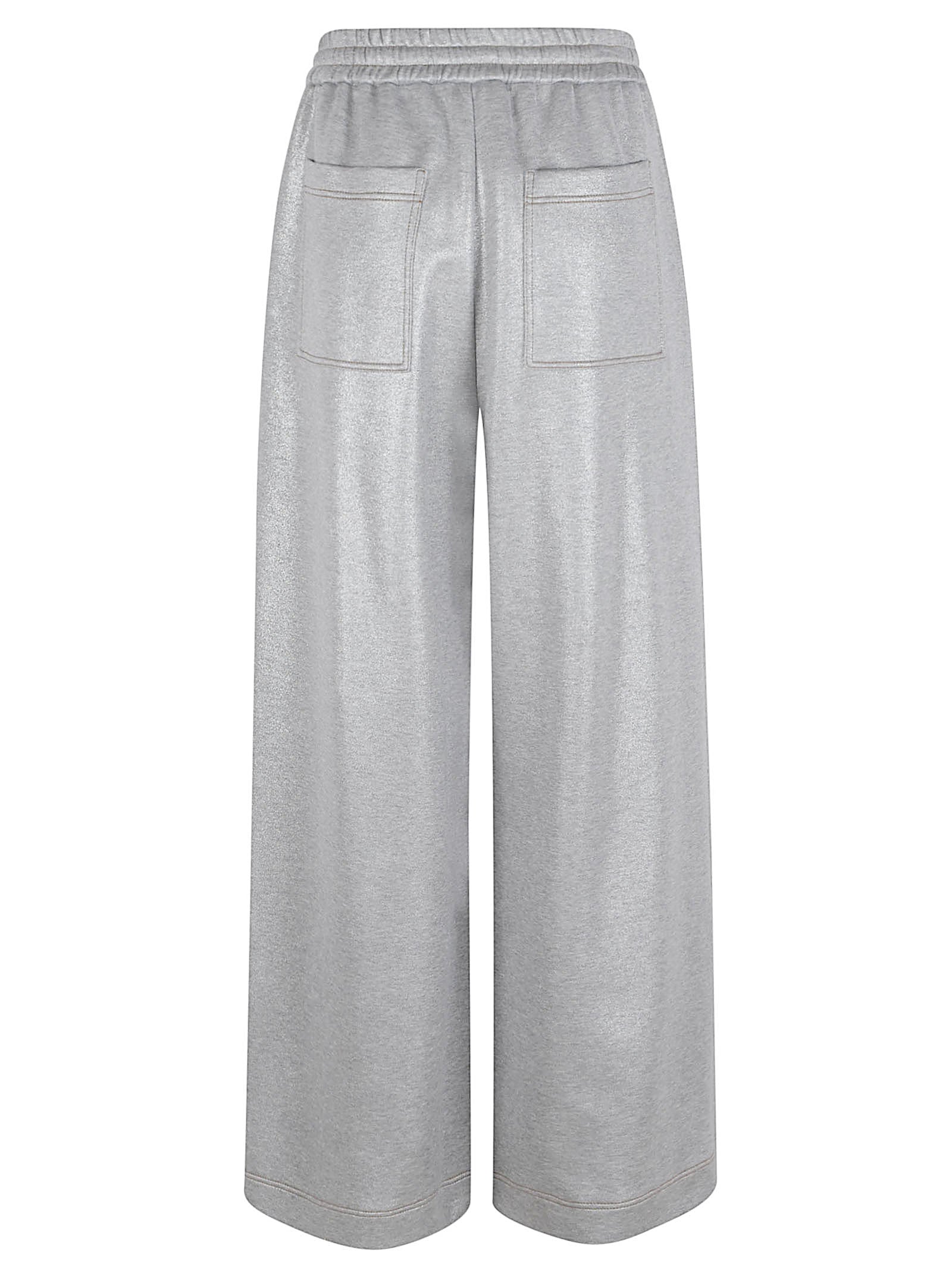 Wide-Leg Trousers with Sparkling Effect and Contrast Stitching