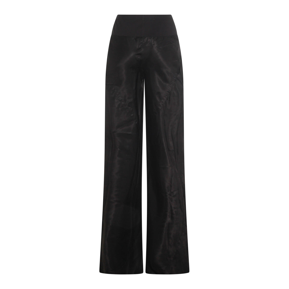 Wide-Leg Trousers With High Ribbed Waistband