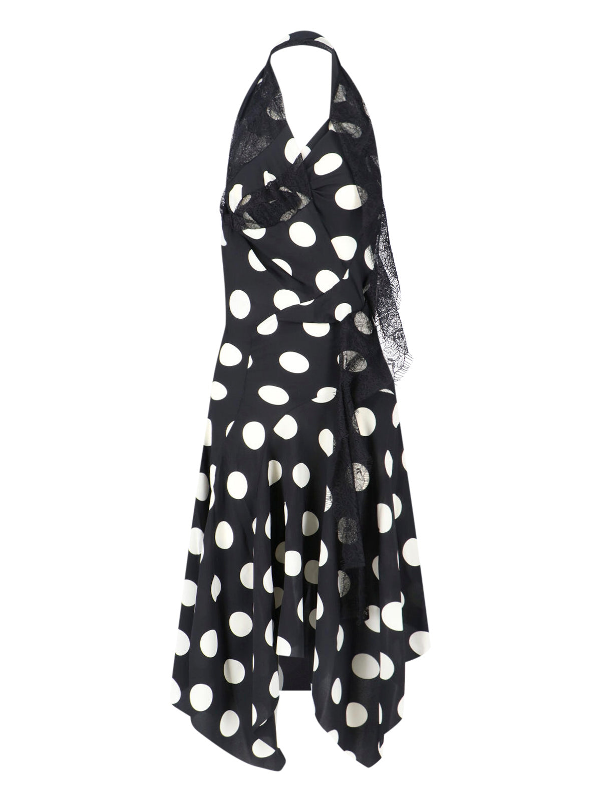 Black Polka Dot Asymmetrical Midi Dress