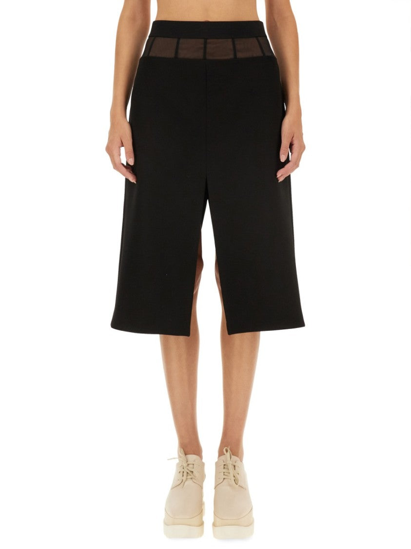 Mid-Length Black Wool Skirt With Unique Split Detail