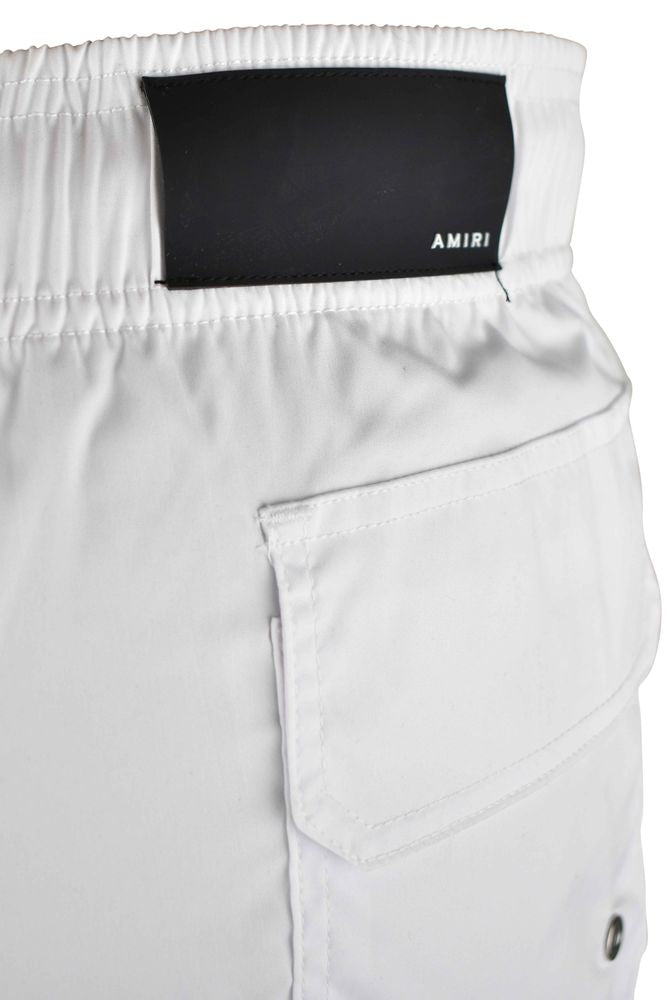 White Polyester Swim Shorts With Drawcord Waistband