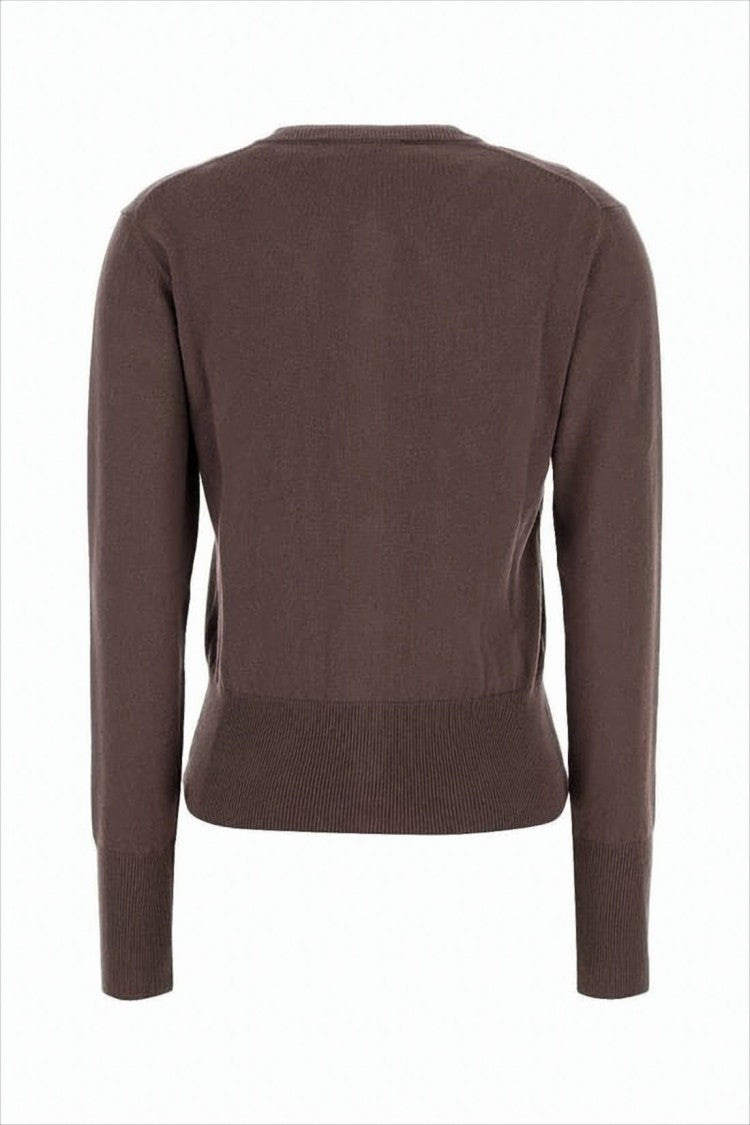 Cropped Brown Cardigan with Button-Down Front