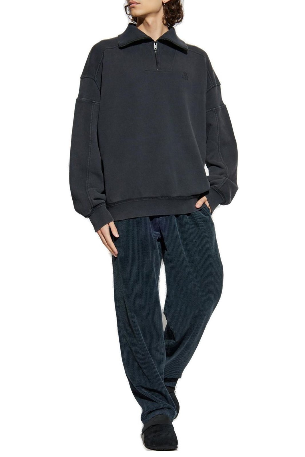 Minimalist Black Half-Zip Pullover