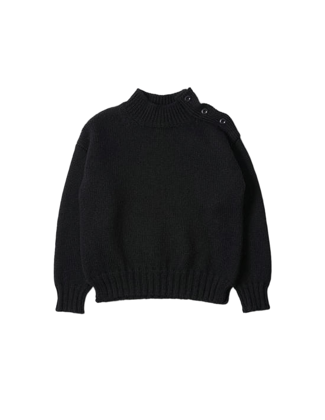 Chunky Knit Turtleneck Sweater With Button Detail